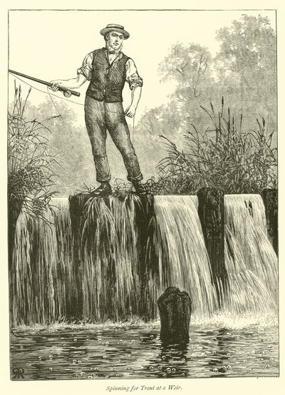 Spinning for Trout at a Weir by English School