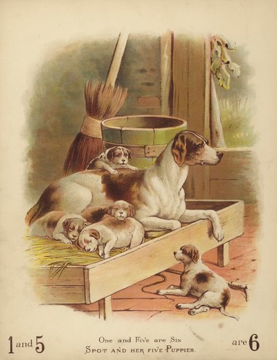 Spot and Her Five Puppies by English School