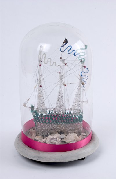 Spun-Glass Ship Under a Glass Dome, c.1820 by English School