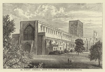 St Albans Cathedral, South West View, Before the Restoration by English School