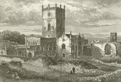 St Davids Cathedral and the College, from the North-east by English School