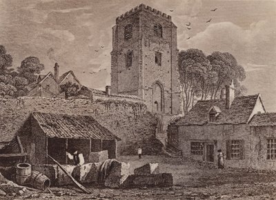 St Marys Church showing the old wall 1824 by English School