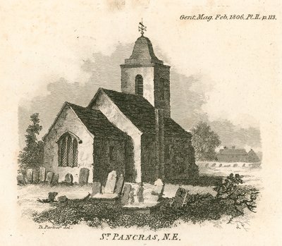 St Pancras Church, London; northeast view by English School