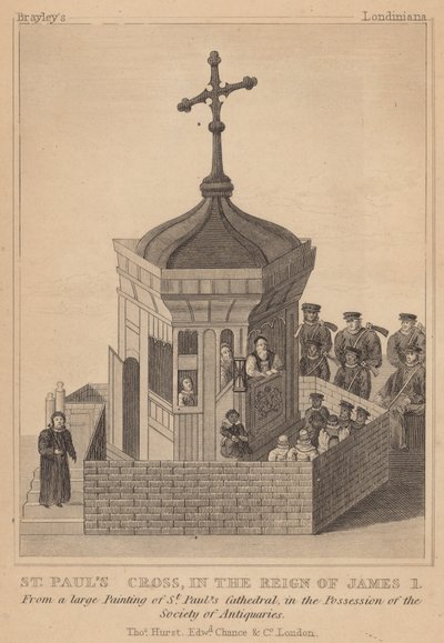 St Pauls Cross, in the reign of King James I by English School