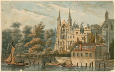 St Stephens Chapel, Speakers House, etc, Westminster, London, from the River Thames by English School
