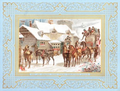 Stagecoach and Horses Outside Public House by English School