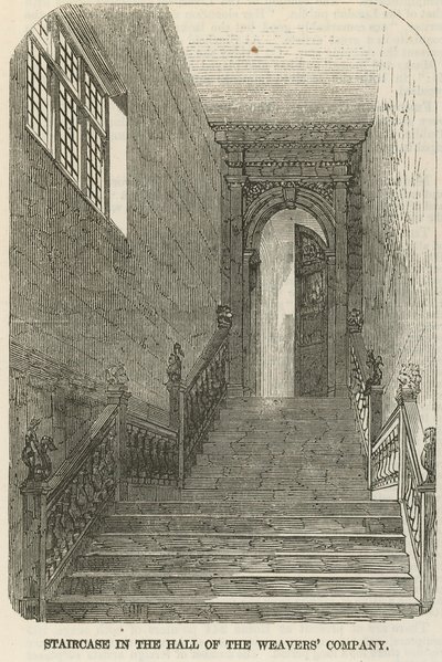 Staircase in the Hall of the Weavers Company by English School