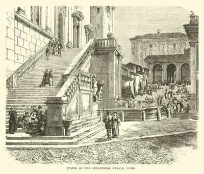 Stairs of the Senatorial Palace, Rome by English School