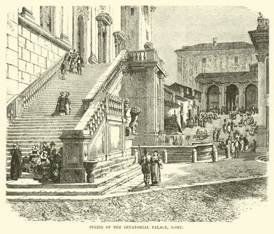Stairs of the Senatorial Palace, Rome by English School