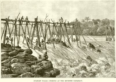 Stanley Falls--Fishing at the Seventh Cataract by English School