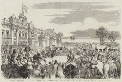 State Opening of the Great Exhibition, Her Majesty leaving Buckingham Palace by English School