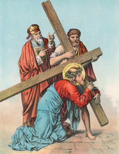 Station III Jesus Falls the First Time under the Cross by English School