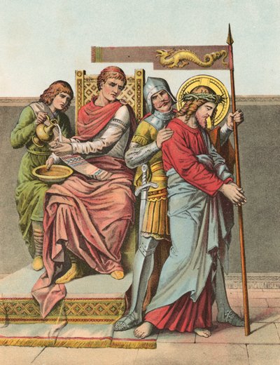 Station I Christ is Sentenced to Death by Pilate by English School