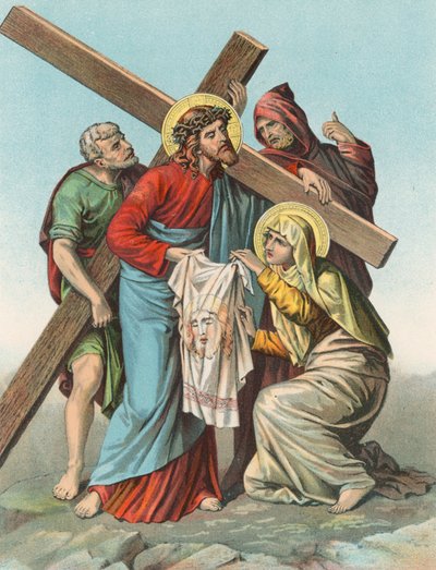 Station VI Veronica Presents a Handkerchief to Christ by English School