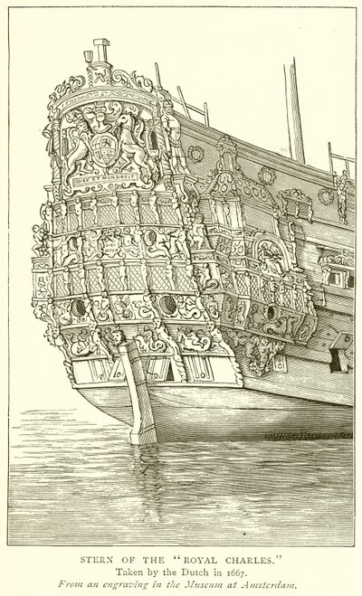 Stern of the Royal Charles by English School