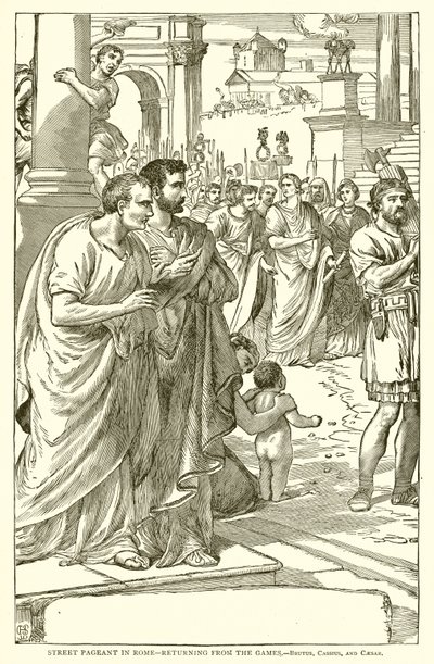 Street Pageant in Rome (Returning from the Games, Brutus, Cassius, and Caesar) by English School