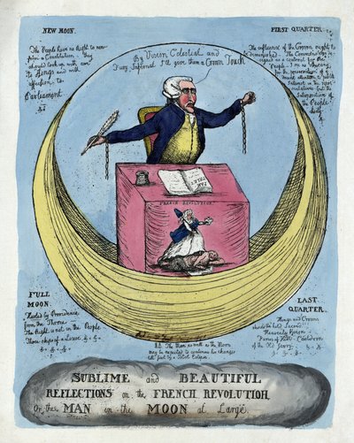 Sublime and Beautiful Reflections on the French Revolution, or the Man in the Moon at Large, pub. 1790 by English School