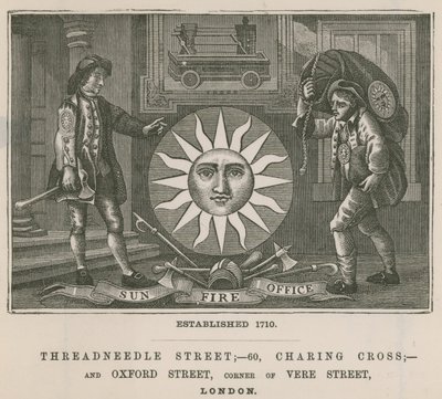 Sun Fire Office, Threadneedle Street, 60 Charing Cross, and Oxford Street, London by English School