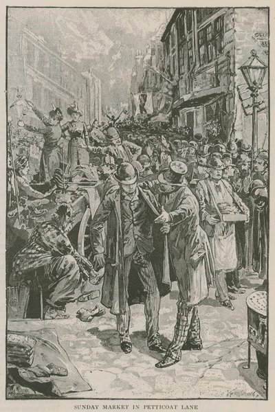 Sunday Market in Petticoat Lane by English School