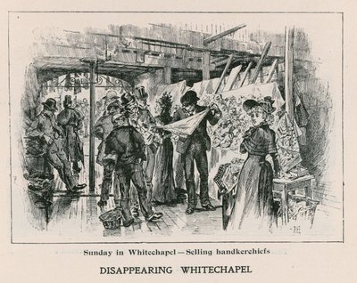 Sunday in Whitechapel - selling handkerchiefs by English School