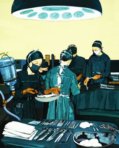 Surgeons and Nurses in an Operating Theatre by English School