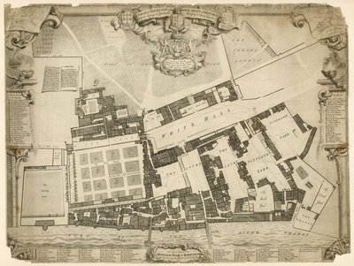Survey and Ground Plot of the Royal Palace of Whitehall, 1680, with the Lodgings and Apartments Belonging to Their Majesties by English School