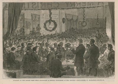 Swearing in the London Irish Rifle Volunteers as Special Constables by English School