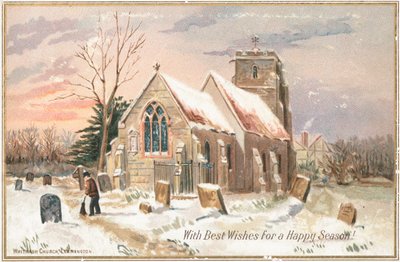 Sweeping Away Snow in Churchyard by English School