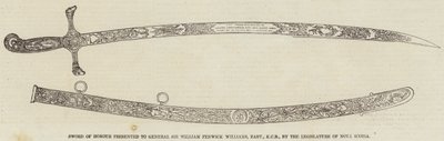 Sword of Honour presented to General Sir William Fenwick Williams, Baronet, KCB, by the Legislature of Nova Scotia by English School