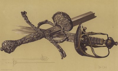 Swords of Oliver Cromwell and John Hampden by English School