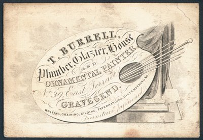 T Burell, Plumber, Glazier, House and Ornamental Painter, Trade Card by English School