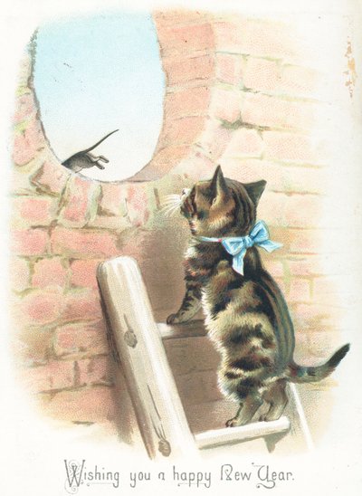 Tabby Cat Watching Mouse Run Away by English School