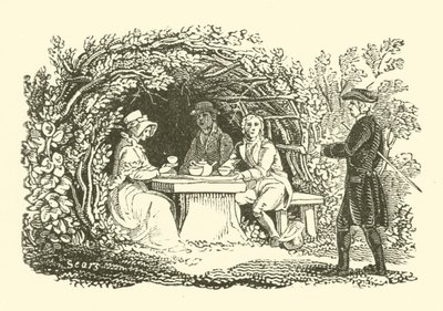 Taking tea in the garden by English School