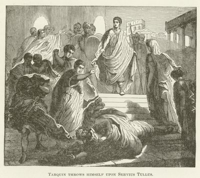 Tarquin throws himself upon Servius Tullus by English School