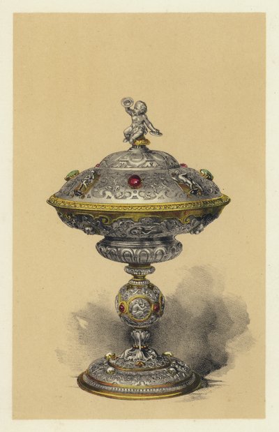 Tazza, with Cover, in Silver set with Jewels by English School