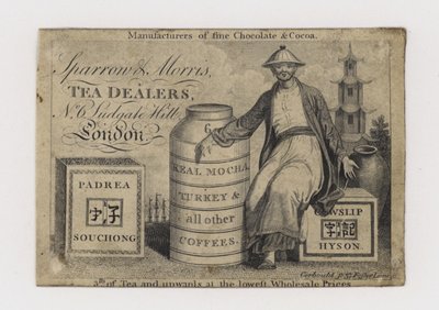 Sparrow & Morris Tea Dealers, trade card by English School