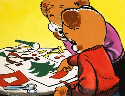 Teddy Bears Making Christmas Decorations by English School