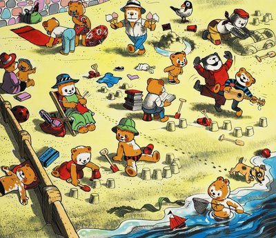 Teddy Bears on the beach by English School