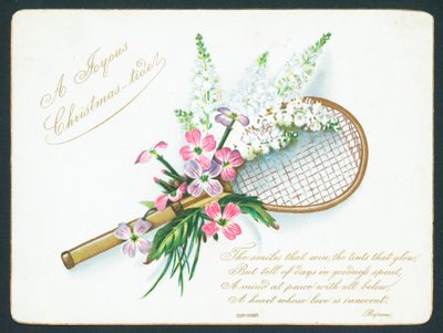 Tennis Racket and Flowers by English School