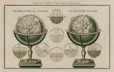 Terrestrial and celestial globes by English School