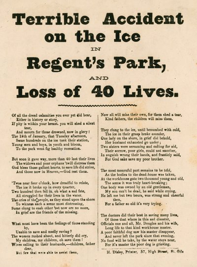Terrible accident on the ice at Regents Park, London by English School