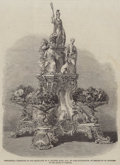 Testimonial presented to the Right Honourable W G Hayter, Baronet, MP, by Lord Palmerston, on behalf of 365 Members of the House of Commons by English School