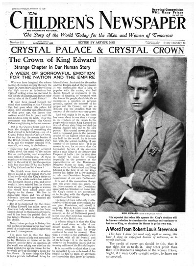 The Abdication Crisis, front page of 