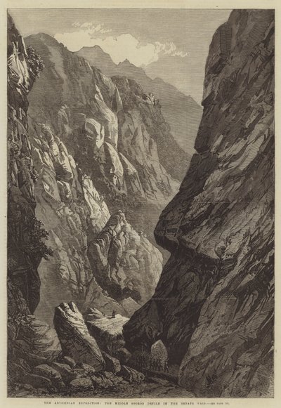 The Abyssinian Expedition, the Middle Sooroo Defile in the Senafe Pass by English School