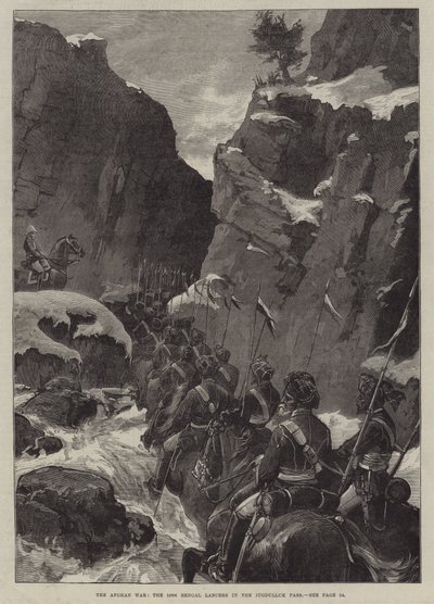 The Afghan War, the 10th Bengal Lancers in the Jugdulluk Pass by English School