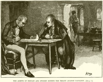 The Agents of Britain and Sweden Signing the Treaty against Napoleon by English School