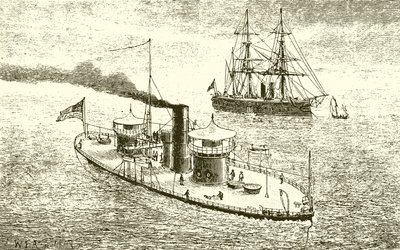 The American Twin-Turreted Warship Miantonoma and Ironclad by English School