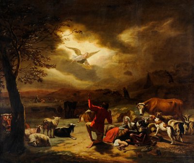 The Angel Appearing to the Shepherds by English School