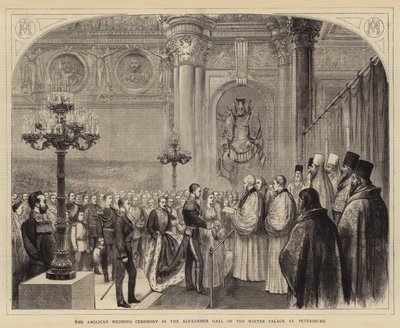 The Anglican Wedding Ceremony in the Alexander Hall of the Winter Palace, St Petersburg by English School