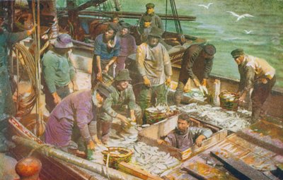 The Arrival of a North Sea Fishing Boat, Landing the Catch by English School